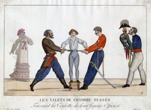 Genç bir Rus subayının tuvaleti - Garneray, Ambroise Louis (1783-1857) - c. 1815 - Gravür, suluboya - 24x32,6 - Özel Koleksiyon by Ambroise-Louis Garneray