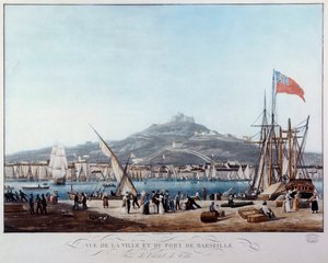 Ambroise Louis Garneray (1783-1857) tarafından Restorasyon Suluboya altında Marsilya limanının görünümü 19. yüzyıl Marsilya, Musee de la Marine by Ambroise-Louis Garneray