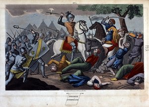 Poitiers Muharebesi: Charles Martel, Tours ve Poitiers arasında yenildi Abd al-Rahman I veya Abderamane I (Abd al-Rahman) (731-788), Saracens kralı 732 - Ambrose Tardieu tarafından 1825