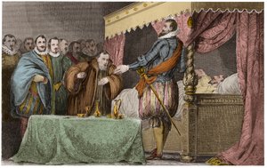 Fransa Kralı Henry III (1551-1589), ölüm döşeğindeyken Navarre Henry