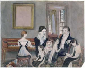 The Schuyler Family, 1824 (wc on paper) by Ambrose Andrews