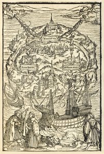 İlk olarak 1516'da yayınlanan, Sir Thomas More'un (1478-1535) 1518 tarihli Utopia baskısından Yeni Ütopya Adası'nın Haritası