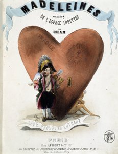 Kişi yalnızca girerken ödeme yapar (bir şeytanı saklayan bir kalpten önce Cupid (Eros) karikatürü) - Cham tarafından “” Madeleines” de, v.1870-1880