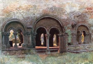 Aziz Bavon Manastırı Dehlizlerinin Kalıntıları, Gent (renkli taş baskı) by Amedee (after) Forestier