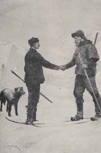 Kutup kaşifleri Frederick George Jackson ve Fridtjof Nansen'in buluşması, Franz Josef Land, 1896 by Amedee Forestier