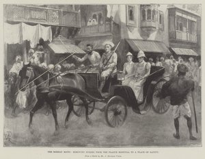 Bombay İsyanları, Hemşireleri Veba Hastanesinden Güvenli Bir Yere Kaldırıyor by Amedee Forestier