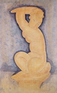 Caryatid, 1914 (kalem & wc) by Amedeo Modigliani