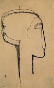 Head in Profile (kağıt üzerinde kömür) by Amedeo Modigliani