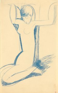 Diz çökmüş Mavi Karyatid, c. 1911 by Amedeo Modigliani