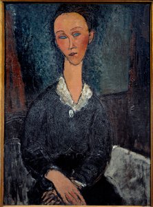La woman au col blanc Resim Amedeo Modigliani (1884-1920) tarafından 20. yüzyıl Güneşi. 0,92x0,6 m Grenoble, Güzel Sanatlar Müzesi by Amedeo Modigliani