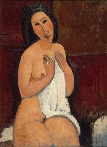 Oturan Çıplak Gömlek, 1917. by Amedeo Modigliani