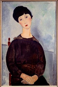 Oturan Kahverengi Bir Kızın Portresi Tablosu, Amedeo Modigliani by Amedeo Modigliani