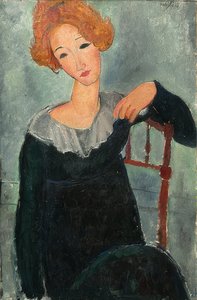 Kızıl saçlı kadın. 1917 by Amedeo Modigliani