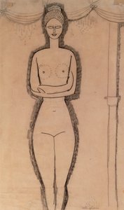 Ayakta Çıplak (kağıt üzerine kalem) by Amedeo Modigliani