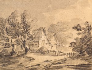 Bir Manzaradaki Kulübe, c.1805 (tebeşir, odun kömürü ve yıkama)