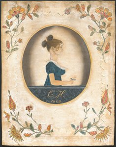 bir gül tutan kadın by American 19th Century