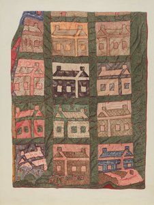 Log Kabin Patchwork Yorgan by American 20th Century