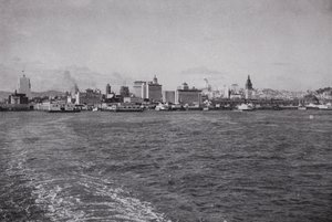 California: Güney Pasifik Feribotundan San Francisco Skyline (s/b fotoğraf)