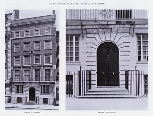Charles A Platt: 47 ve 49 Doğu Altmış Beşinci Cadde, New York, Önden Yükseliş, Giriş Detayı (s/b fotoğraf)