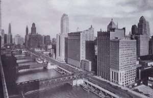 Chicago: Wacker Drive ve Chicago River Bridges (s/b fotoğraf) by American Photographer (after)