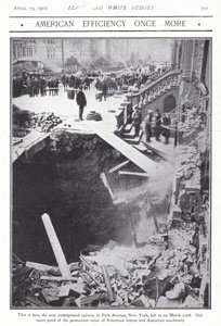 Park Avenue'deki metro tünelinin bir kısmının çöküşü, New York City, ABD, 22 Mart 1902 (s/b fotoğraf) by American Photographer (after)