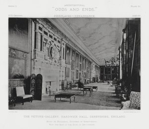 Şömine: Resim Galerisi, Hardwick Hall, Derbyshire, İngiltere (s/b fotoğraf) by American Photographer (after)