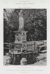 Villa Borghese Bahçesindeki Çeşme, Roma, İtalya (s/b fotoğraf) by American Photographer (after)