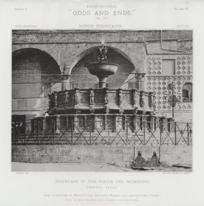 Piazza Del Municipio'daki Çeşme, Perugia, İtalya (s / b fotoğraf) by American Photographer (after)