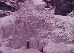 Hector Falls, Watkin's Glen, kışın (s/b fotoğraf)