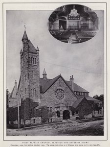 Jamestown, NY: First Baptist Kilisesi, Dış ve İç görünümler (s/b fotoğraf) by American Photographer (after)