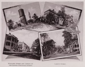 Eski Denizci Beytel; rezervuar; İlk Afrika Baptist Kilisesi; Hardee Residence; İlk Beyaz Baptist Kilisesi; Whitaker Caddesi ve Gürcistan Tarih Kurumu Kütüphanesi; Özgürlük Caddesi (s/b fotoğraf) by American Photographer (after)