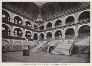 Philadelphia: Central Court and Stairways, Drexel Enstitüsü (s/b fotoğraf) by American Photographer (after)
