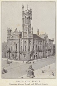 Philadelphia: Mason Tapınağı, Kuzeydoğu Köşesi Geniş ve Filbert Sokakları (s/b fotoğraf) by American Photographer (after)