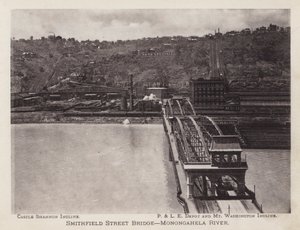 Pittsburgh: Smithfield Street Köprüsü, Monongahela Nehri (s/b fotoğraf) by American Photographer (after)