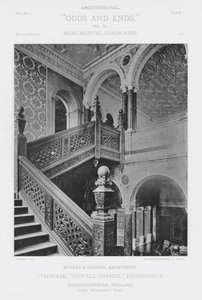 Merdiven, "Hewell Grange," Bromsgrove, Worcestershire, İngiltere (s/b fotoğraf) by American Photographer (after)