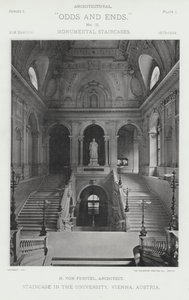 Üniversitedeki Merdivenler, Viyana, Avusturya (s/b fotoğraf) by American Photographer (after)