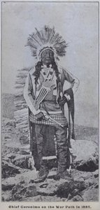 The Apache chief Geronimo on the warpath in 1885 (b/w photo)