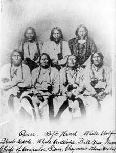 Bose, Sol El, Beyaz Kurt, Kara Kettle, Beyaz Antilop, Boğa Ayı, Neva: Arapahoe, Sioux, Cheyenne ve Kiowa kabilelerinin reisleri, c.1860-68 by American Photographer
