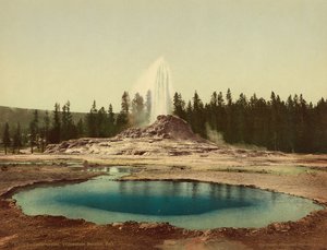 Castle Gayzer, Yellowstone Ulusal Parkı, 1898 dolayları (fotokrom) by American Photographer