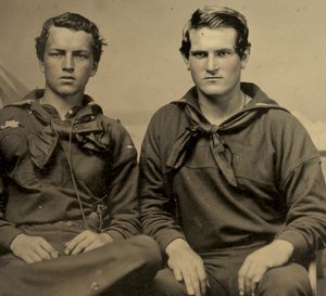 Birlik Üniformalı iki denizcinin portresi, 1861 dolayları (teneke tipi fotoğraf)