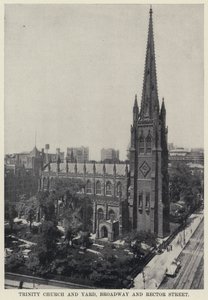 Trinity Kilisesi ve Yard, Broadway ve Rektör Sokağı (s/b fotoğraf) by American Photographer