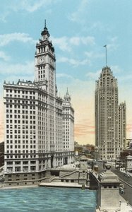 Wrigley Binası ve Tribune Kulesi (renkli fotoğraf) by American Photographer