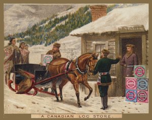 Bir Kanada Kütük Mağazası, Huntley ve Palmer İlanı by American School