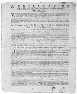 New Hampshire Eyaleti için Haklar Bildirgesi ve Hükümet Planı, 1779 (baskı) by American School