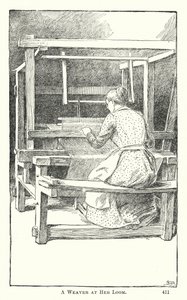 Tezgahında bir dokumacı (gravür) by American School