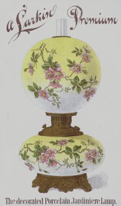 Larkin Premium dekorlu porselen jardiniere lambalar (chromolitho) için reklam by American School