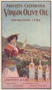 Mottets Ünlü Sızma Zeytinyağı, c.1900 için Reklam by American School