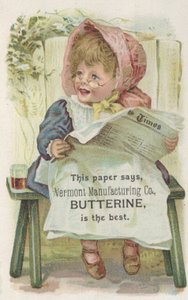 Vermont Manufacturing Co. Butterine için reklam, c.1880 by American School