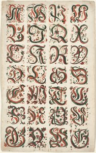 Alfabe, Fraktur Tablosu, c.1825-50 by American School