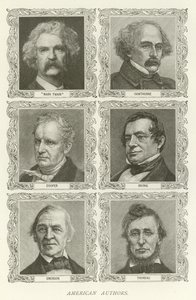 Amerikalı Yazarlar, Mark Twain, Hawthorne, Cooper, Irving, Emerson, Thoreau by American School